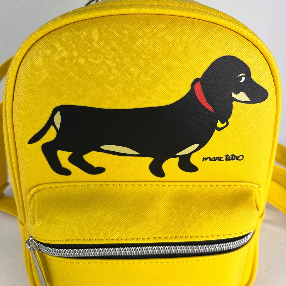 Marc Tetro Backpack Dachshund Dog Puppy Yellow 10" x 8" x 8" NWT